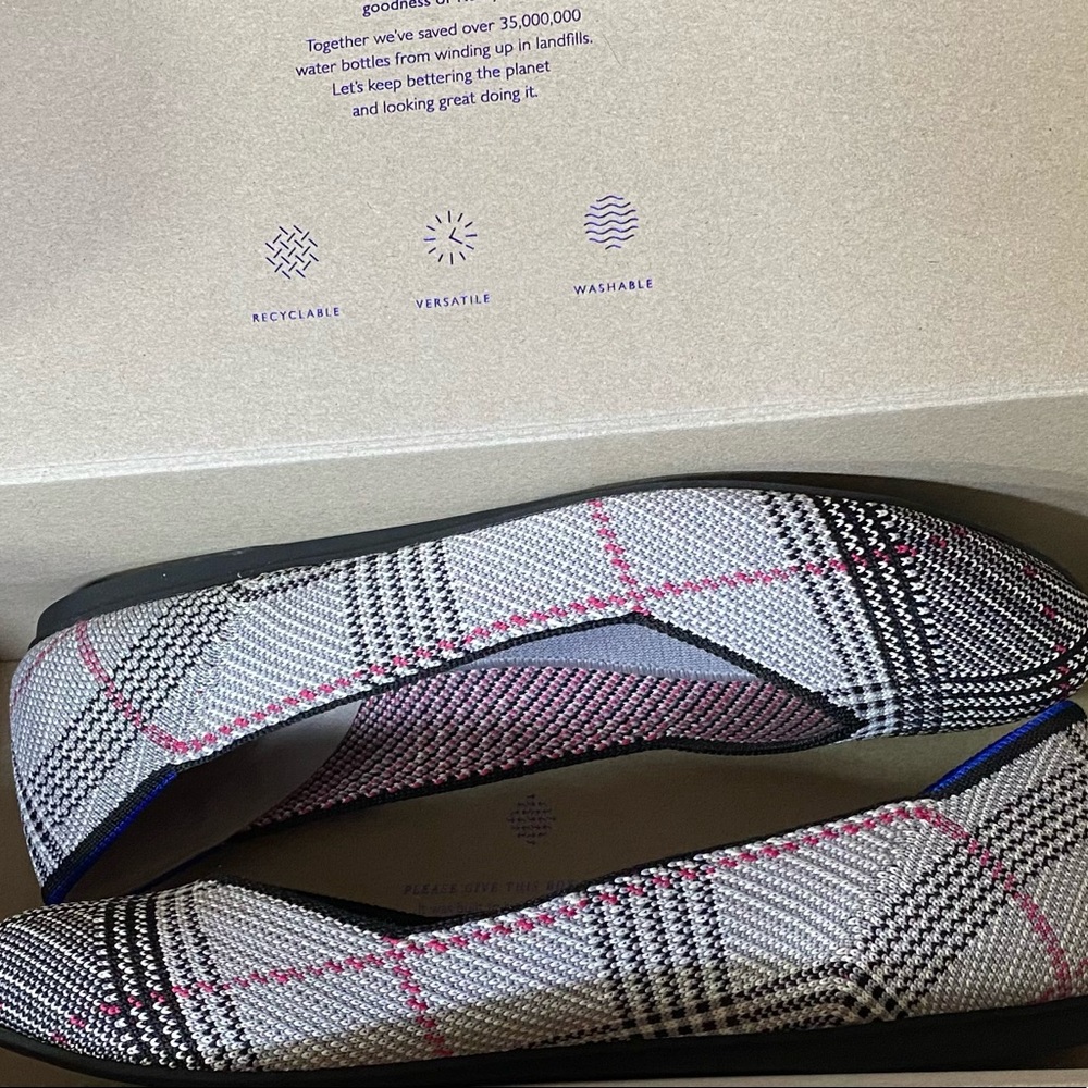 Rothy’s size 9 plaid flats. New in box.